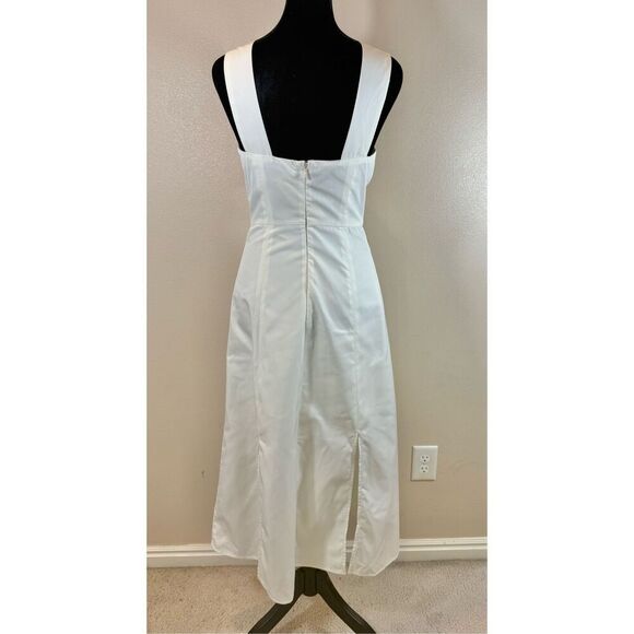 NWT Du Paradis Cream Sleeveless Cowl Neck Plissé Midi Sheath Silhouette Dress - Picture 4 of 11